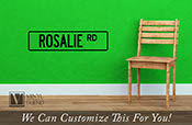 Street Sign vinyl decal wall decor custom name with border novelty wall decor decal - 2420
